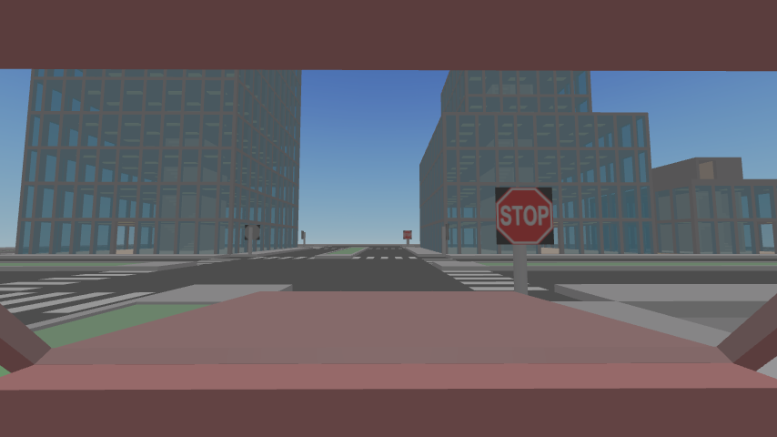 View of the City template out a car windshield