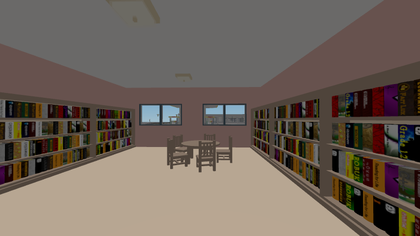 Library with many books